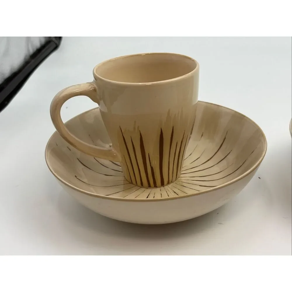 Pier 1 Sanctuary Stoneware Latte Mug & Soup/Pasta Bowl Set of 2 Place Settings